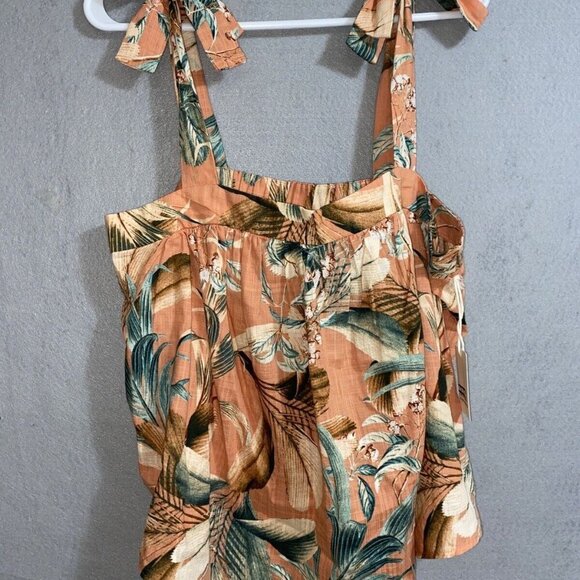 a.n.a Women's Lila Tropical Print With Shoulder Tie‎ Tank Top Size L NWT - Picture 3 of 11